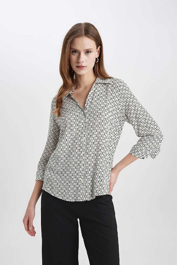 Regular Fit Uzun Kollu Desenli Gömlek K6402az24sp - 3