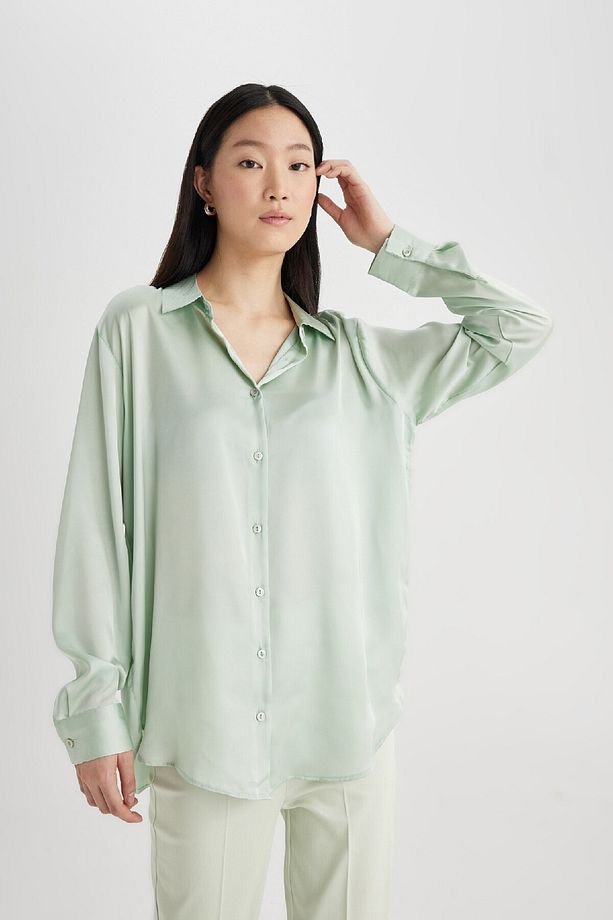 Regular Fit Saten Uzun Kollu Gömlek Z2989az24sp - 3