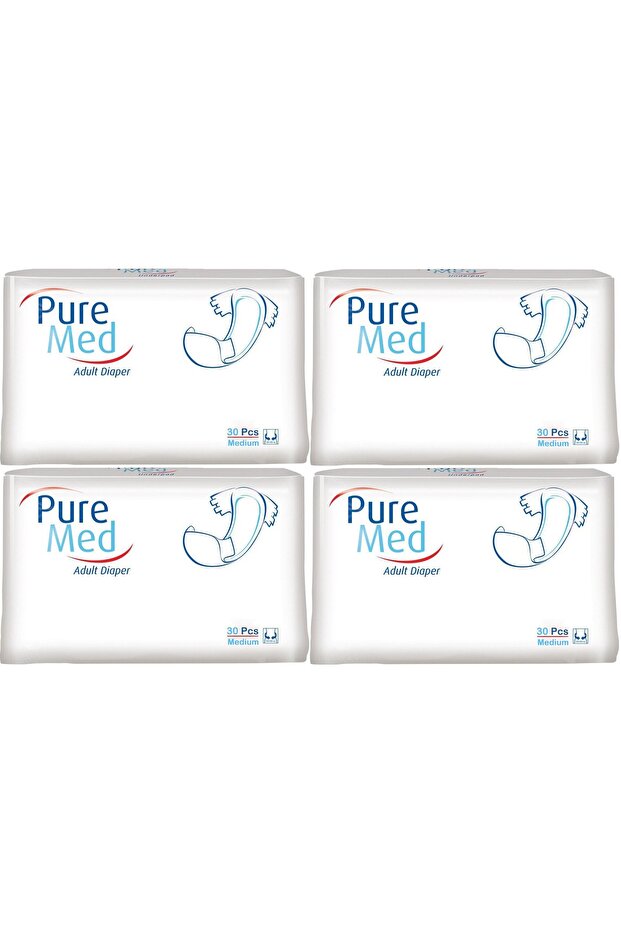 حفاضات للمريض بحزام خصر سطح قماشي متوسط M-Medium 120 قطعة (4PK*30)