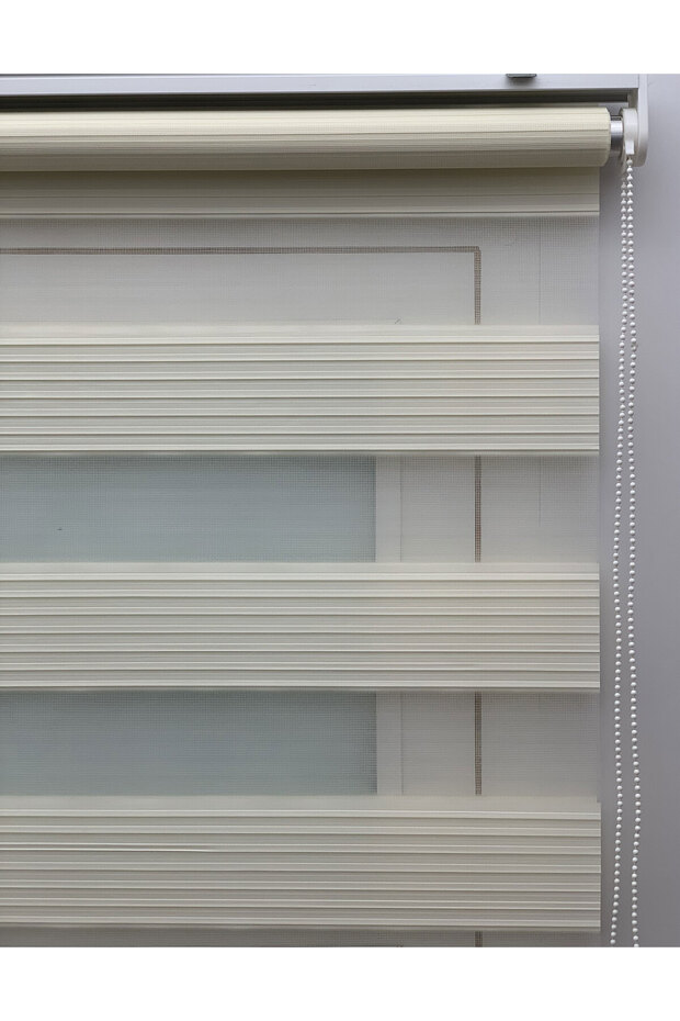 BRİLLANT PLİSELİ ZEBRA PERDE EKRU ETEKLİ - 2