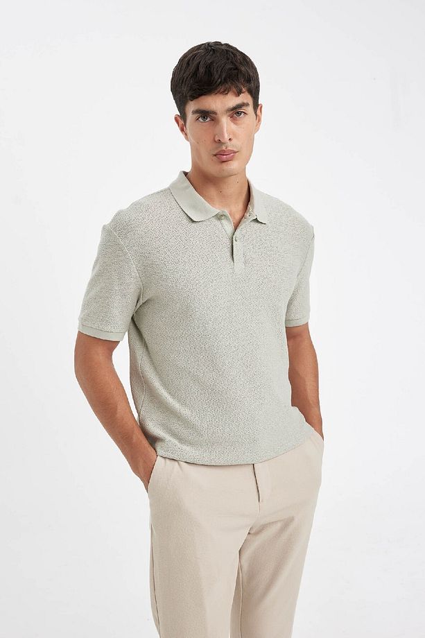 Regular Fit Kısa Kollu Krep Polo Tişört C4149AX24SM - 5