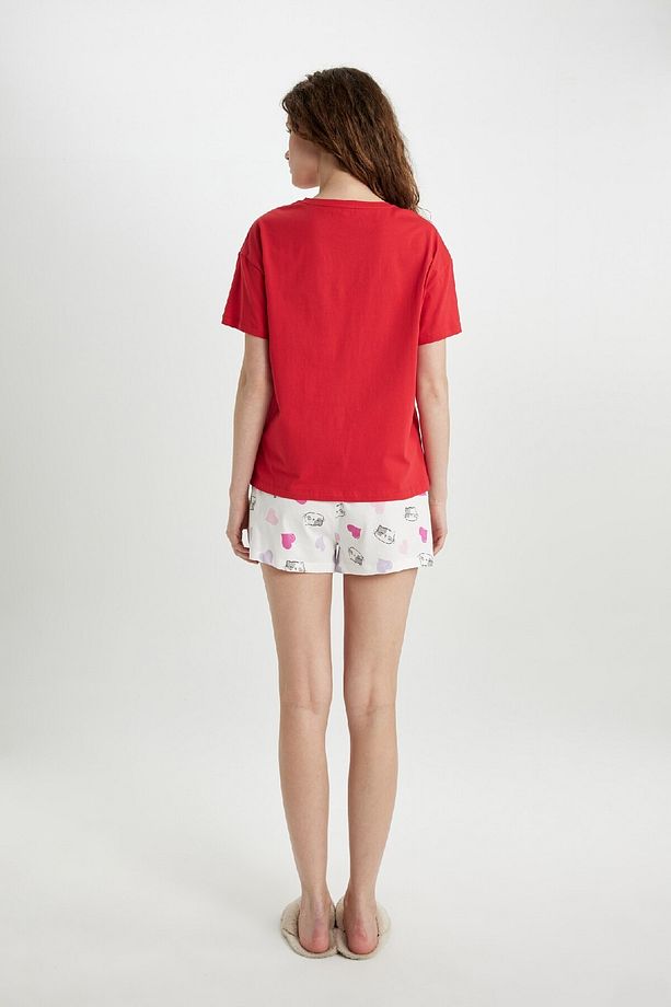 Fall In Love Pijama Takımı Regular Fit Baskılı Kısa Kollu Üst Şort C0770ax24sm - 4