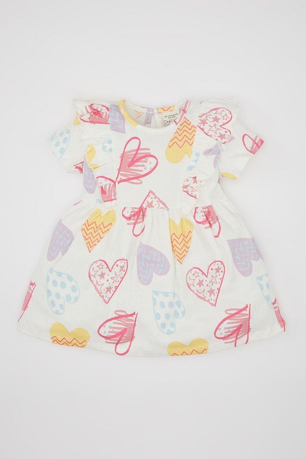 Kız Bebek Kalp Desenli Kısa Kollu Elbise C2393A524SM - 4