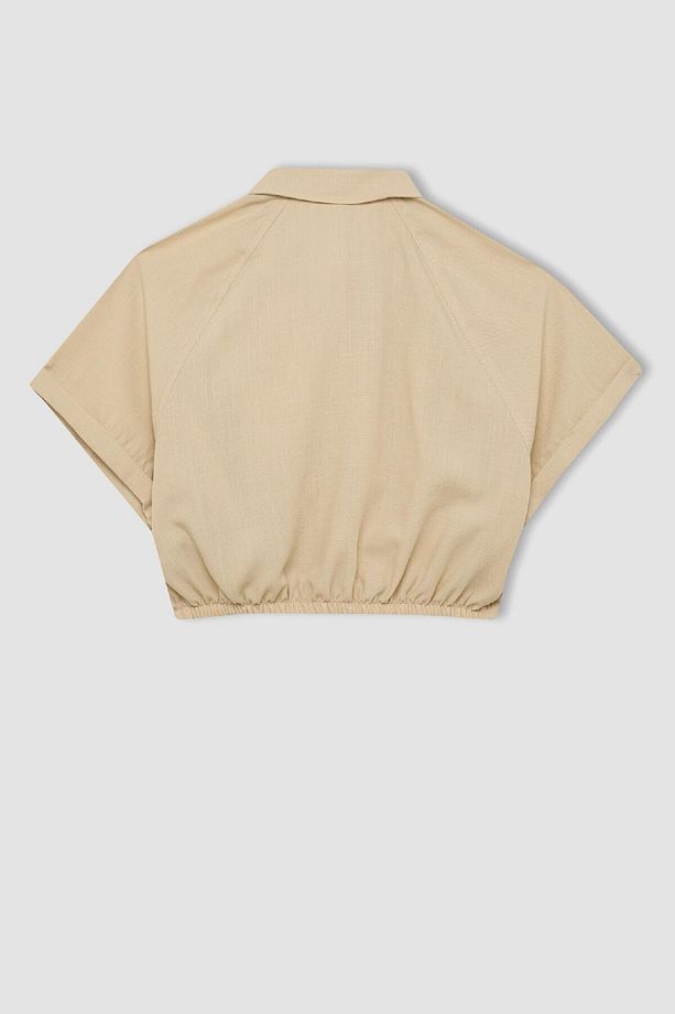 Kız Çocuk Cropped Fit Pamuklu Kısa Kollu Gömlek C4272a824sm - 8