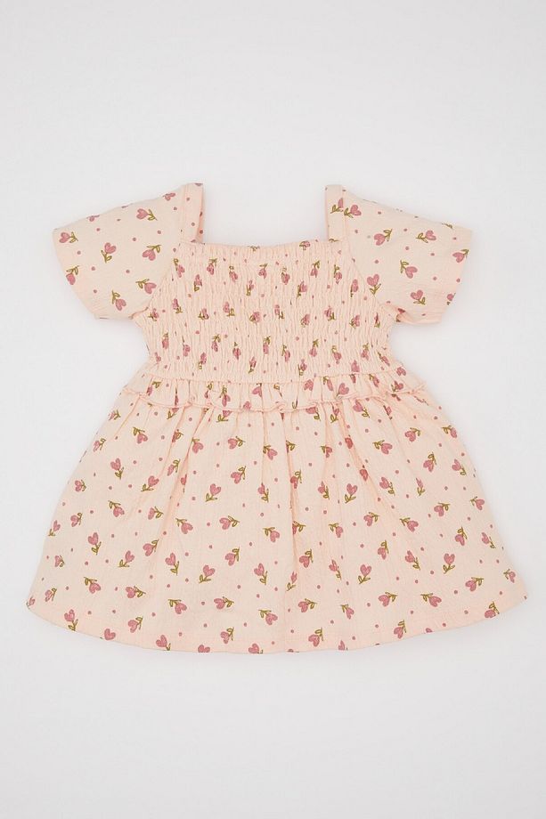 Kız Bebek Çiçekli Kısa Kollu Elbise C2396A524SM - 5