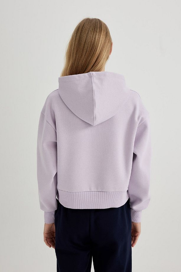 Boxy Fit Kapüşonlu Kalın Basic Düz Sweatshirt B8570ax24sp - 7