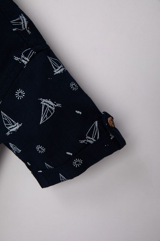 Erkek Bebek Flamlı Poplin Desenli Kısa Kollu Gömlek C3412a524sm - 3