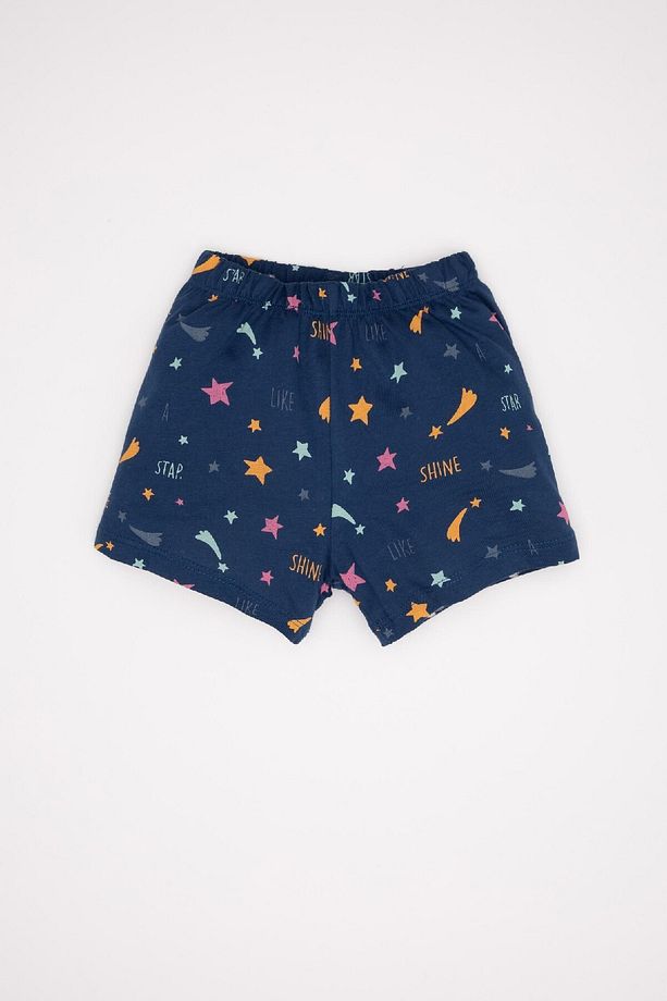 Kız Bebek Penye Pijama Takımı Yıldız Desenli Karanlıkta Parlayan Kısa Kollu Üst Şort C3483a524hs - 3