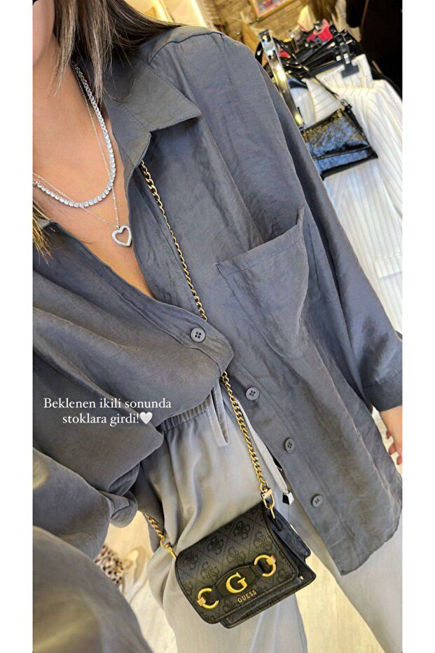 DÜŞÜK OMUZLU OVERSİZE GÖMLEK - 1