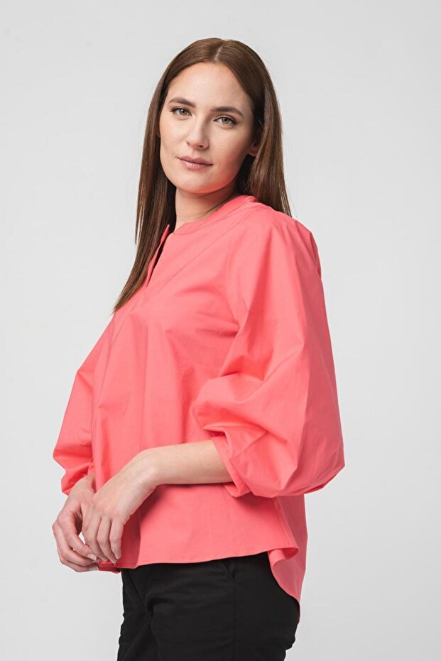 Bluză elegantă din bumbac cu mânecă lungă - 2