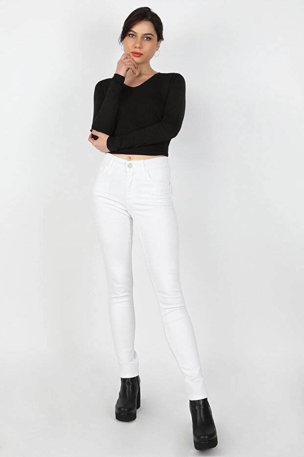 White Gabardine Women's Trousers