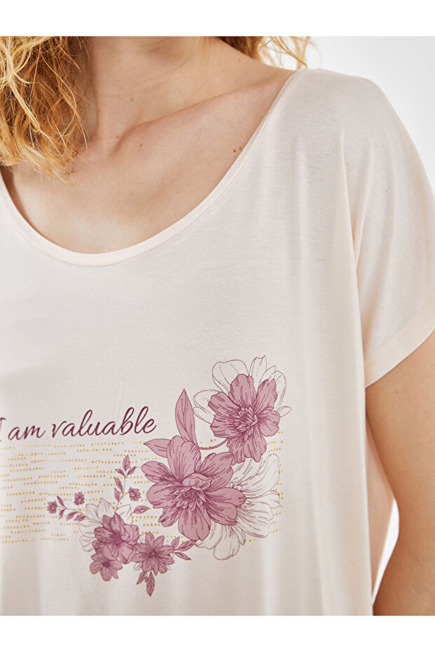 Bisiklet Yaka Çiçekli Kadın Pijama Takımı - 3