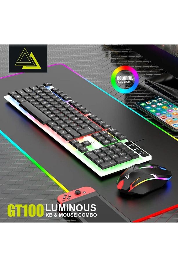 Oyuncu Klavye Oyuncu Mous Set Işıklı Rgbli Gaming Klavye Mous Kablolu Set - 6