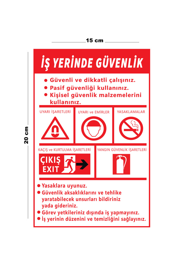 Metal at Work Site Safety 15 cm X 20 cm Warning Sign Directional Sign