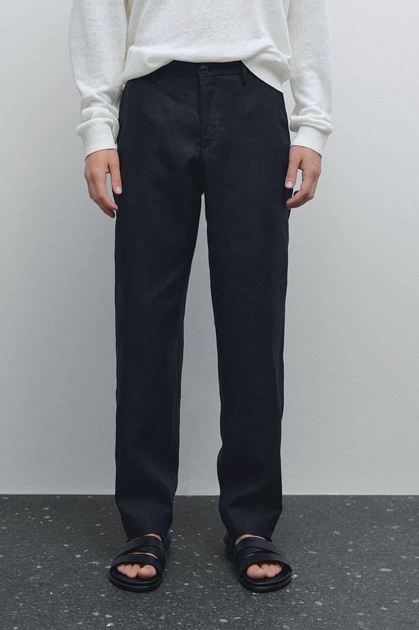%100 keten regular fit pantolon - 2