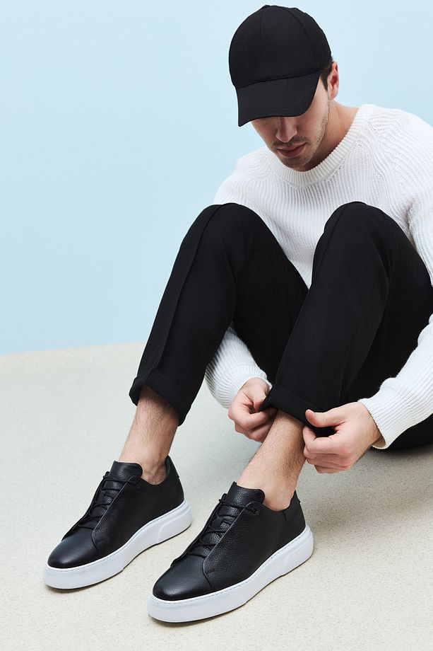 , Erkek Hakiki Deri Sneaker 1511026Z855 Siyah - 2