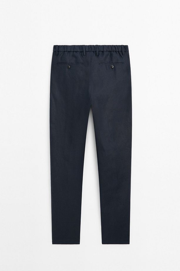 %100 keten regular fit pantolon - 5