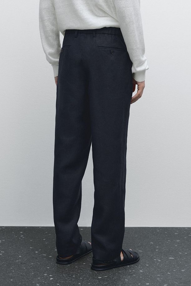 %100 keten regular fit pantolon - 4