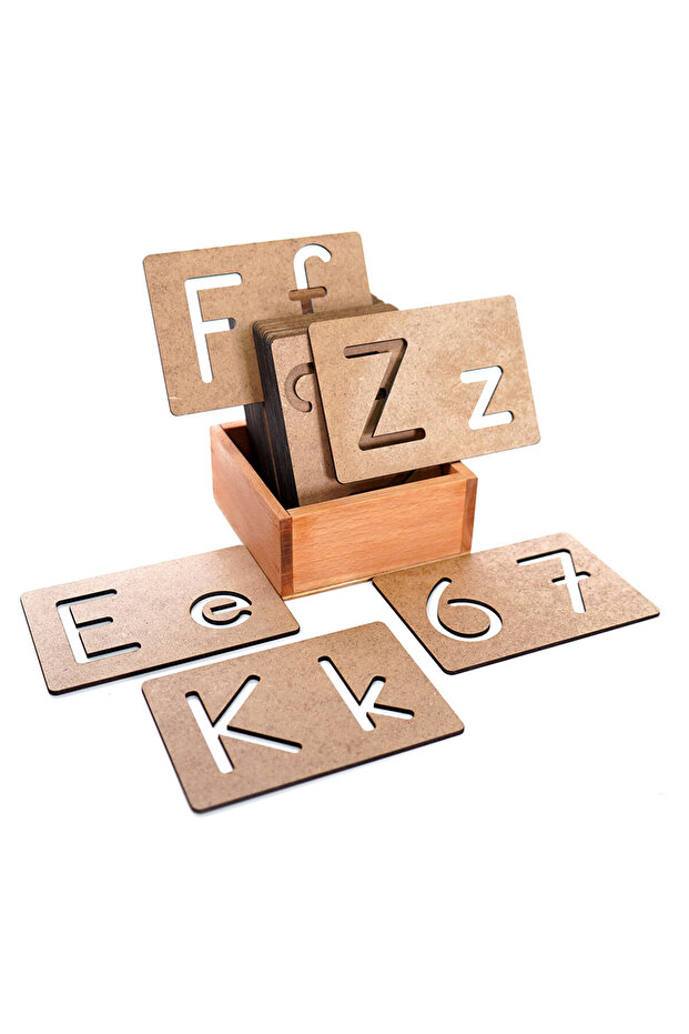 Montessori Letter and Number Templates (with Wooden Box)