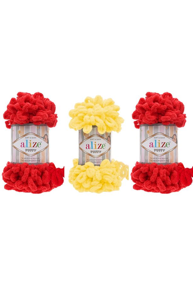 Puffy El Örgü Ipliği Taraftar Set 100 gr 3 Adet Renk 905b - 1