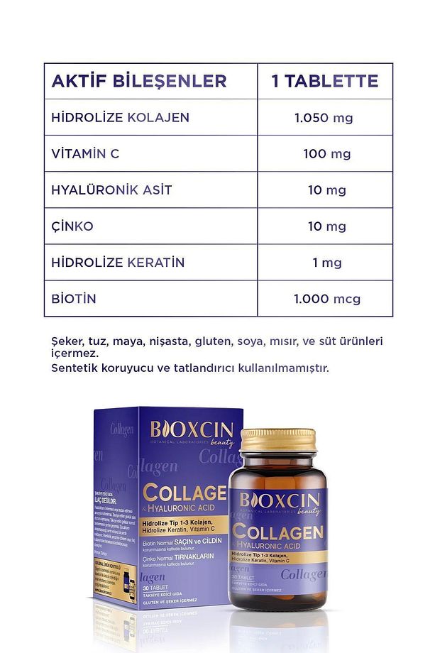 Beauty Collagen 30 Tablet - Tip1 Tip 3 Hidrolize Kolajen 3'lü - 5