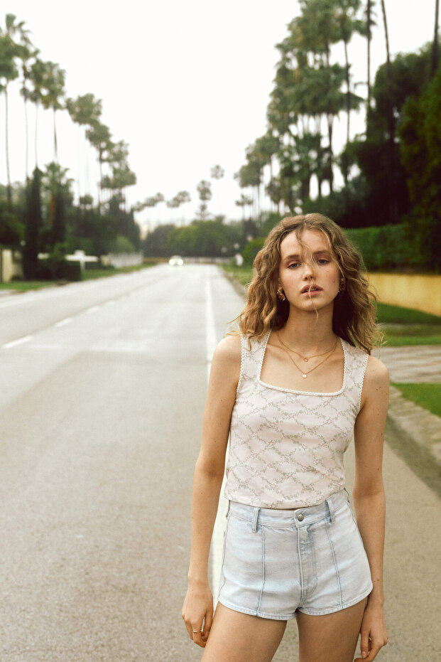 Piko Şeritli Kolsuz Üst - 3