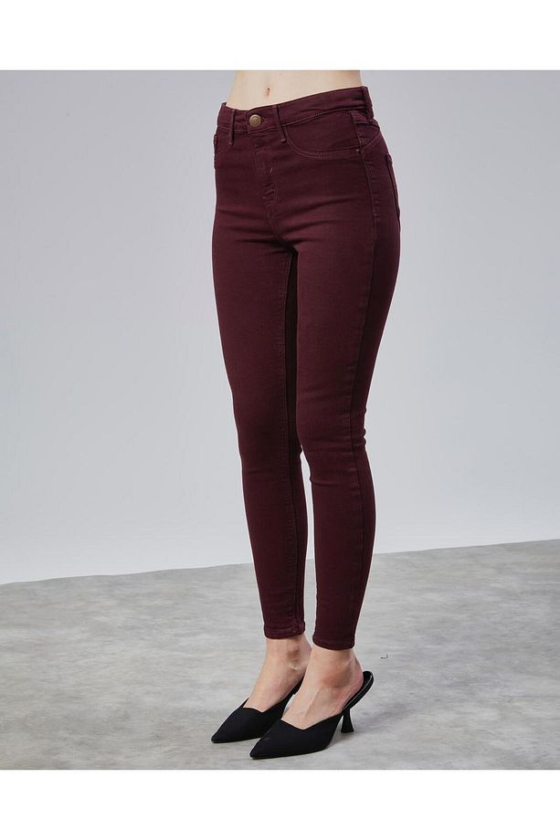 Bordo E.x.t.r.a Skinny Jeans Kot Solmaz Toparlayıcı Jean - 6