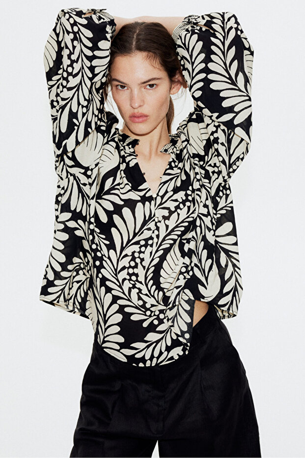 Bant Yakalı Bluz - 2