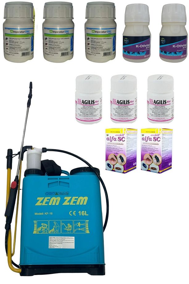 İmparator 50ml/K-Othrine 50ml/Agilis 50ml/Averkill 50ml/Haşere İlaçları/16Lt Manuel İlaçlama Pomp - 1