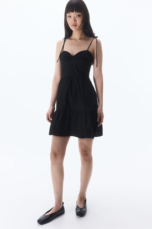 Üstte Bağlanan Poplin Elbise - 2