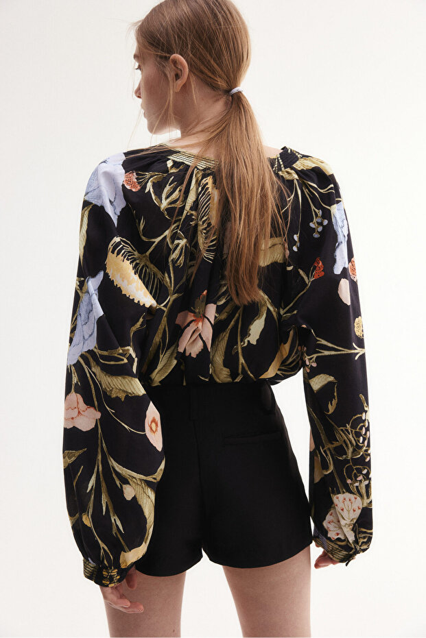 Bant Yakalı Bluz - 4