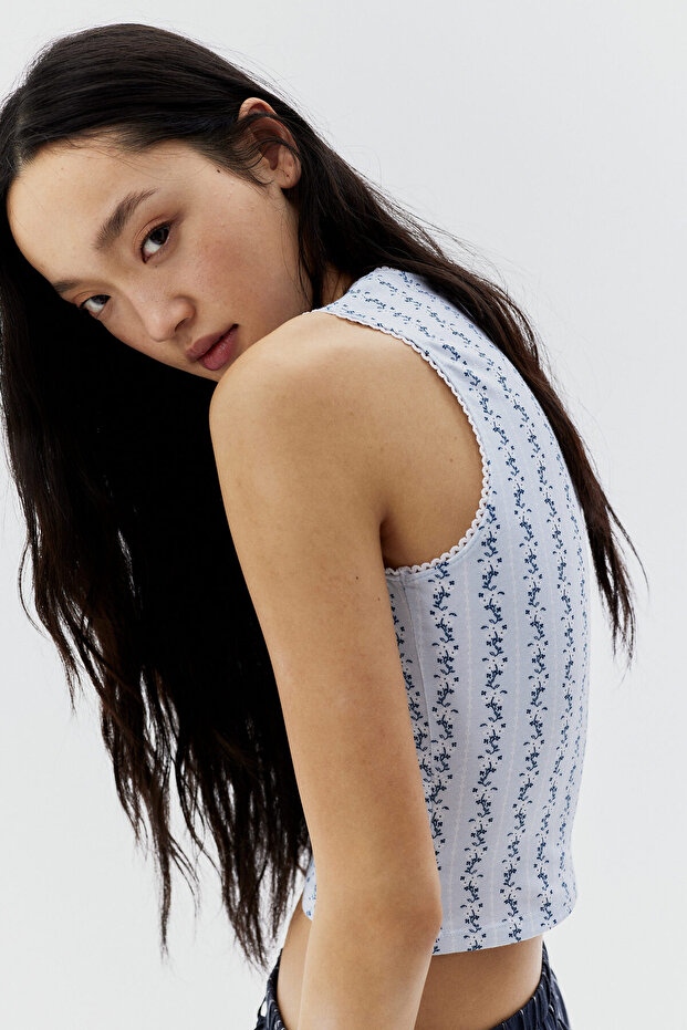 Piko Şeritli Kolsuz Üst - 5