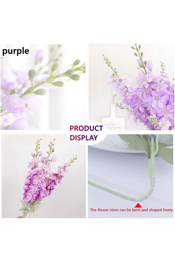Yapay Çiçek Lila Sümbül Tek Dal Tomurcuklu 85*15cm Kumaş Çiçek Uzun Dal - 6