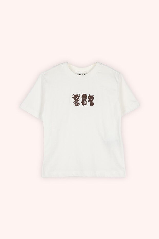 Boy's White T-Shirt with Embroidery Detail