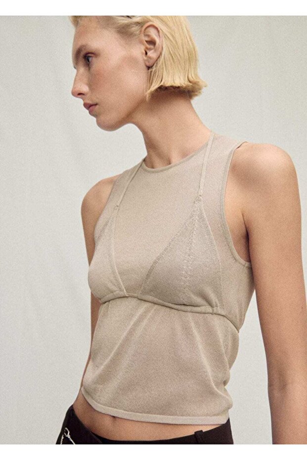 Kontrast dokuma bluz - 6