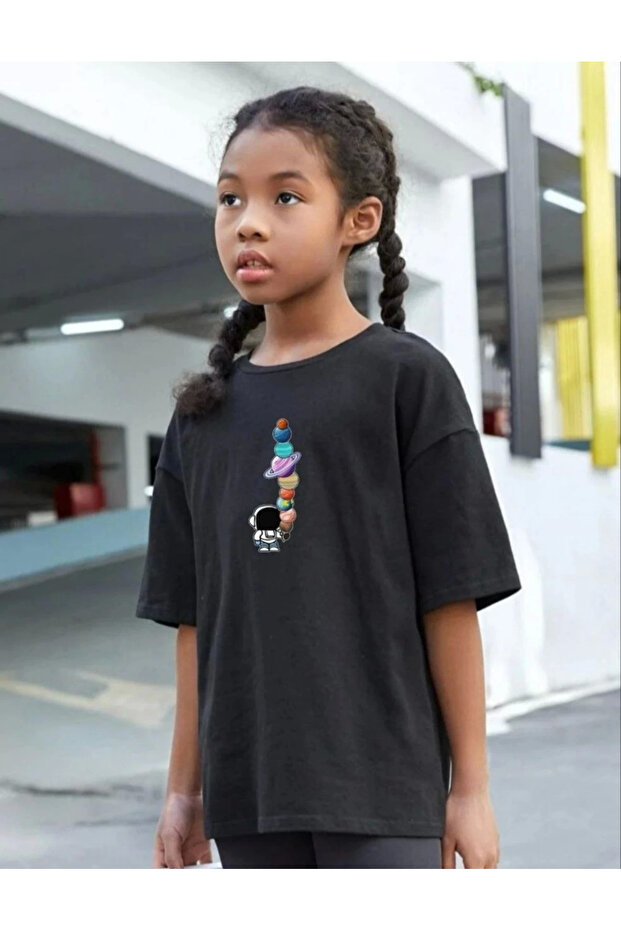 Kids Unisex Printed T-Shirt - Black