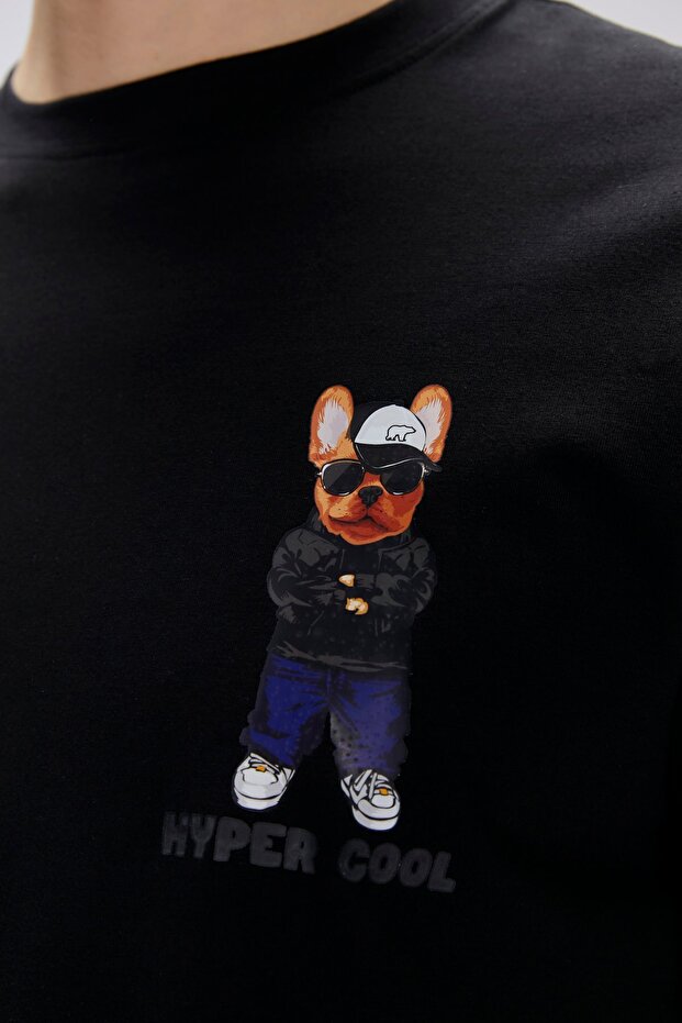 Hyper Siyah Erkek Baskılı Tişört - 2