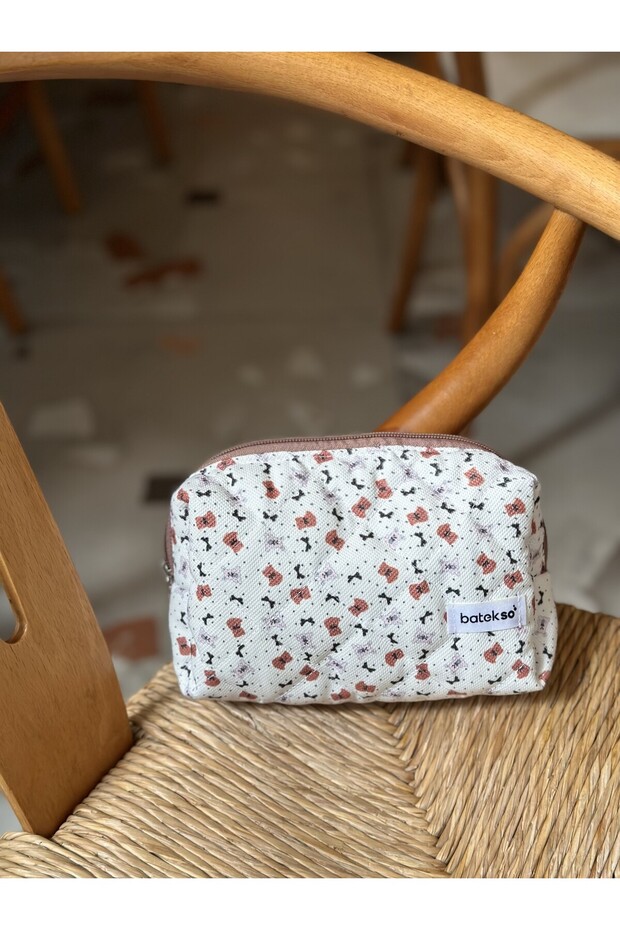 Rabbit and Teddy Bear Patterned Pencil Bag - 1