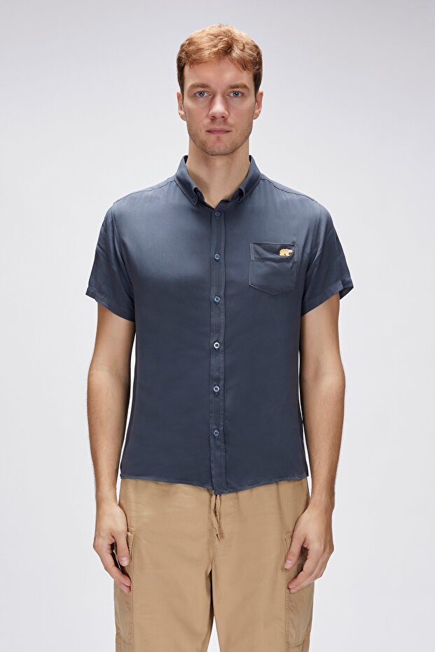 Frank Asfalt Erkek Basic Kısa Kollu Gömlek - 1