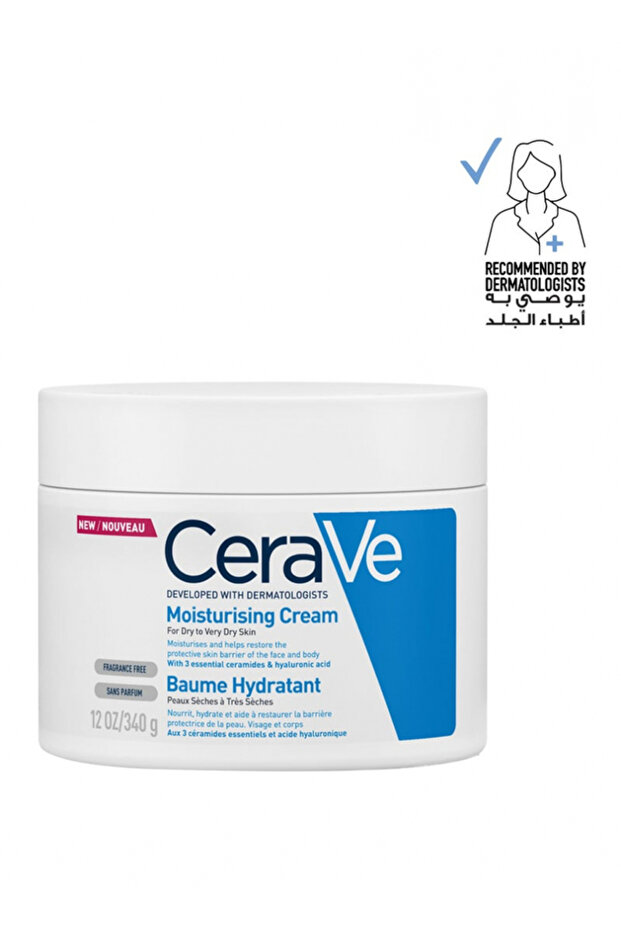 CeraVe 340gr Moisturizing Face and Body Cream Containing Ceramide and Hyaluronic Acid - Dry Skin - 1