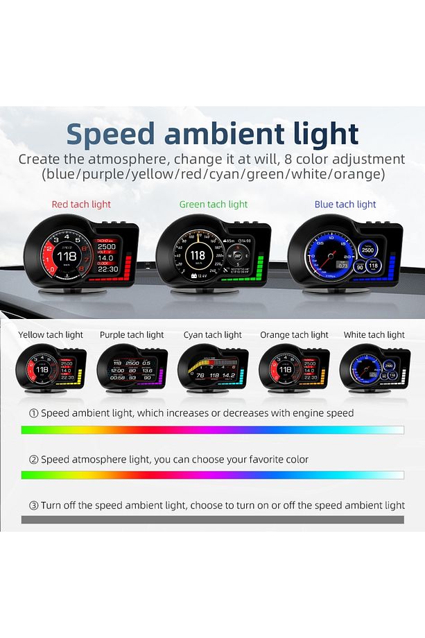 F15 HUD OBD Gelişmiş Fonksiyonlu Araç Veri Ekranı Head Up Display - 5