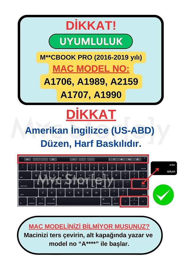 Macbook Pro Kılıf Klavye Koruyucu Ingilizce Baskılı (US-ABD) A1706 A1989 A2159 A1707 A1990 Uyumlu - 2