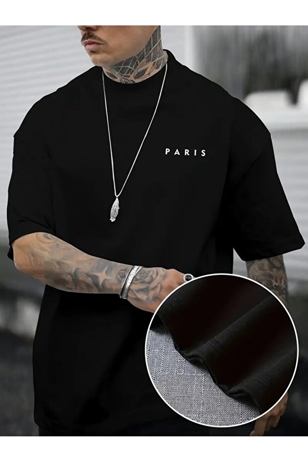 T-Shirt with the Word Paris, T-Shirts for Men, Comfortable Short-Sleeved T-Shirt