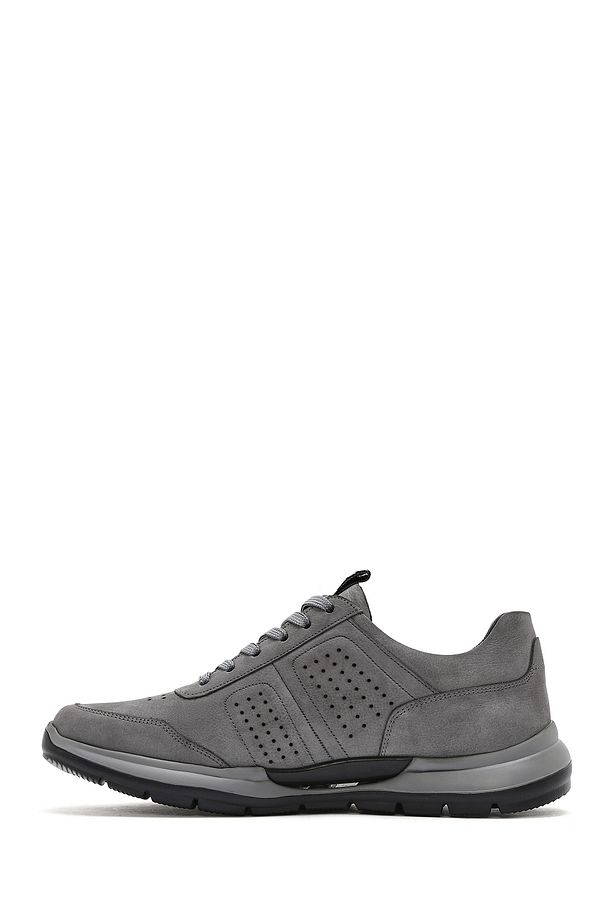 Erkek Gri Bağcıklı Nubuk Deri Sneaker 25SFD6413V3 - 2