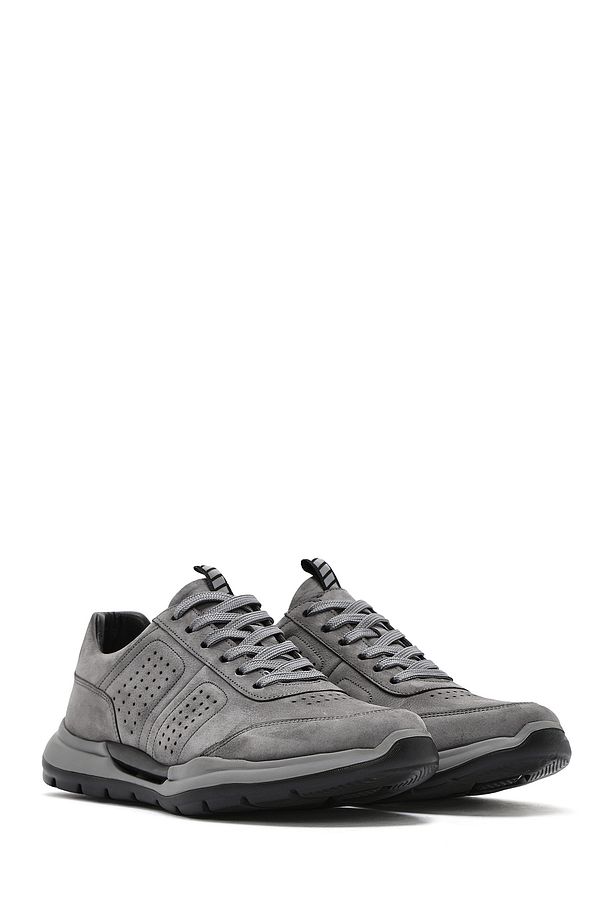 Erkek Gri Bağcıklı Nubuk Deri Sneaker 25SFD6413V3 - 3