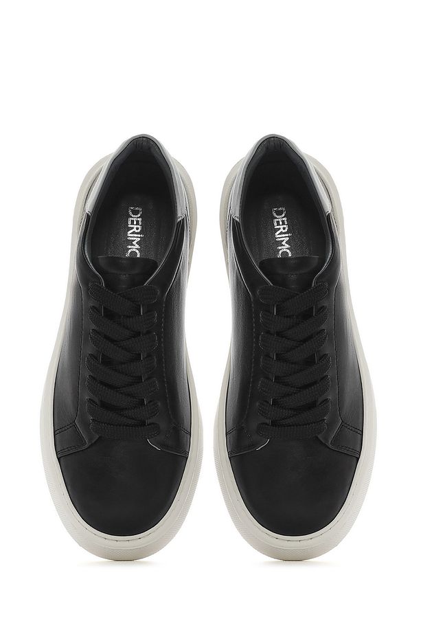 Erkek Siyah Bağcıklı Kalın Tabanlı Deri Sneaker 25SFD700018 - 7