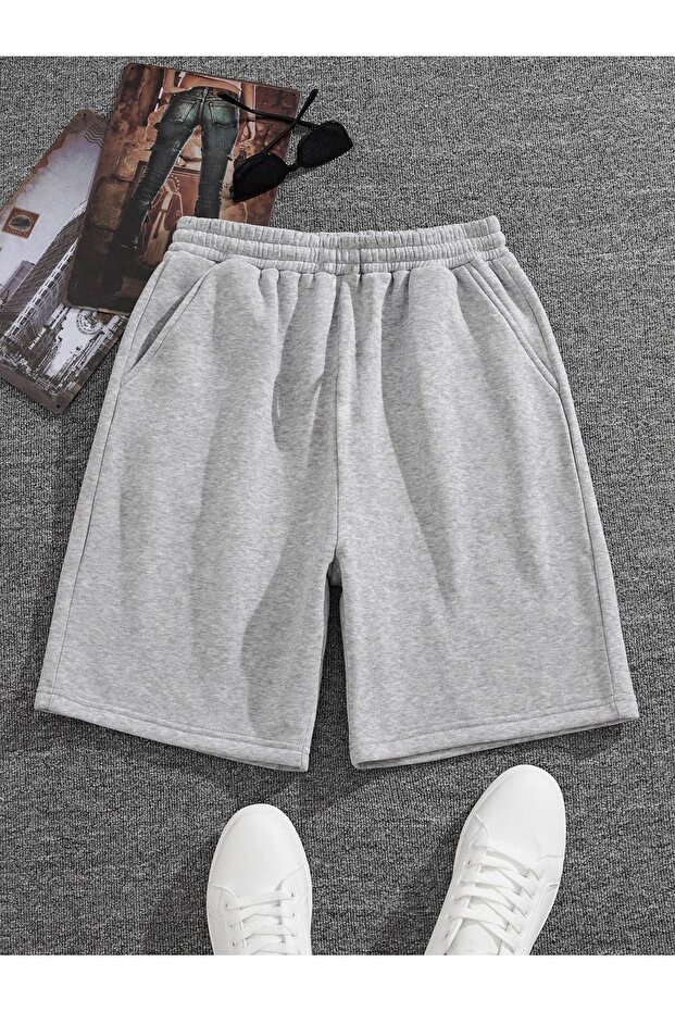 شورت أساسي من القطن الممشط - رمادي قصير بدون حبال - 1