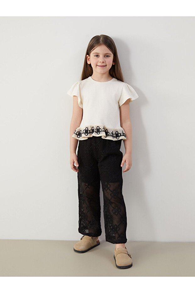 Lace Girl's Pants with Elastic Waist (S5)