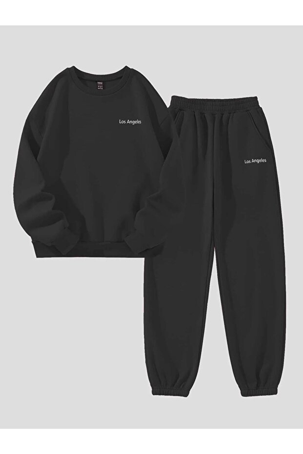 طقم بدلة رياضية باللون الأسود من Los Angeles Minimal Top