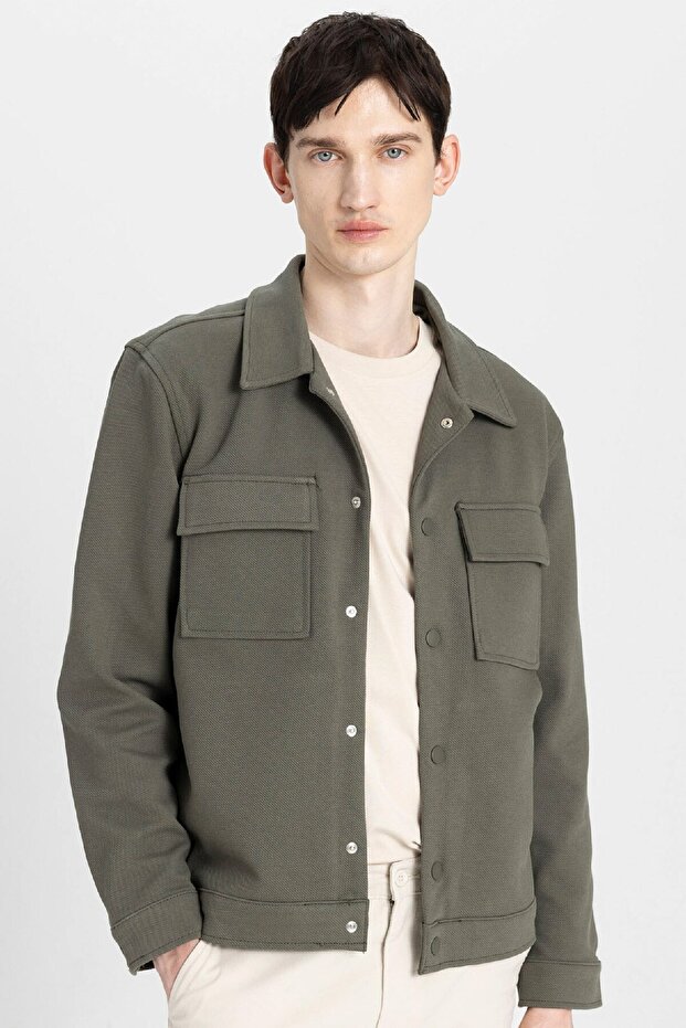 Regular Fit Polo Collar Shirt Jacket Z5178az23au